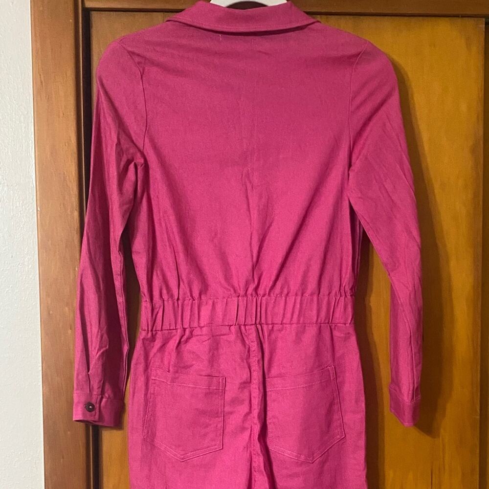 NWT Aviator Babe Neon Pink Jumpsuit Coveralls Button Pockets Rave Party Festival - Picture 8 of 11